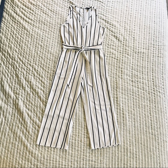 Anthropologie Drew Striped Wide Leg Cropped Jumpsuit Small - Picture 12 of 15